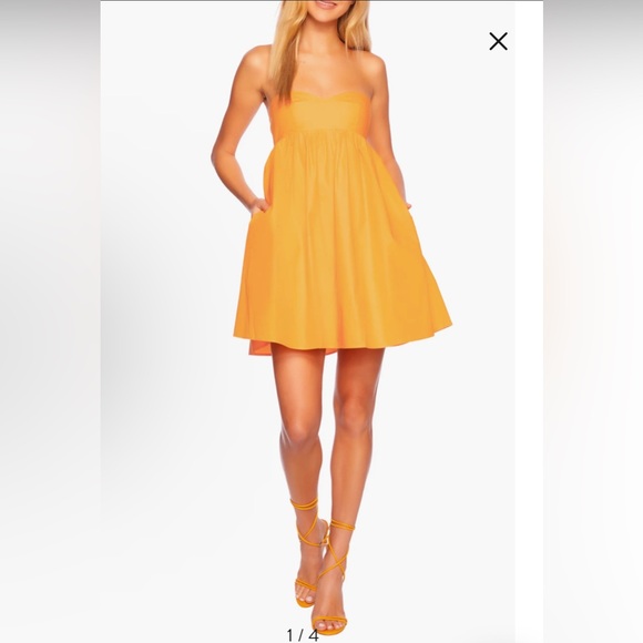 Susana Monaco Dresses & Skirts - Susana Monaco Orange Strapless Dress with pockets